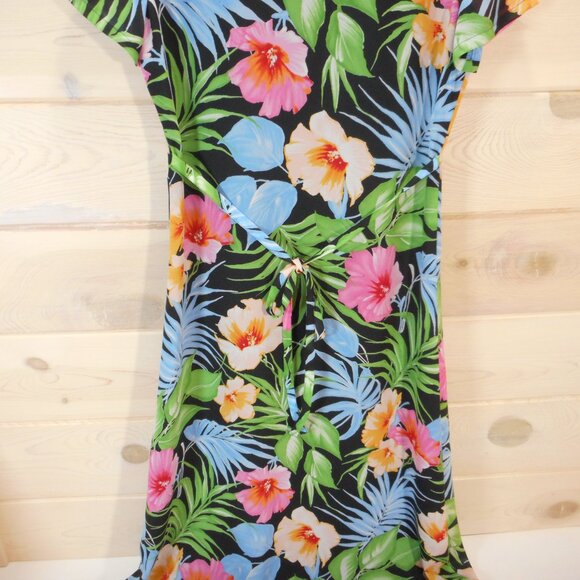 Emma James Tropical Shirt Dress Multicolor size 6P Petite Floral Short Sleeve - Picture 4 of 13